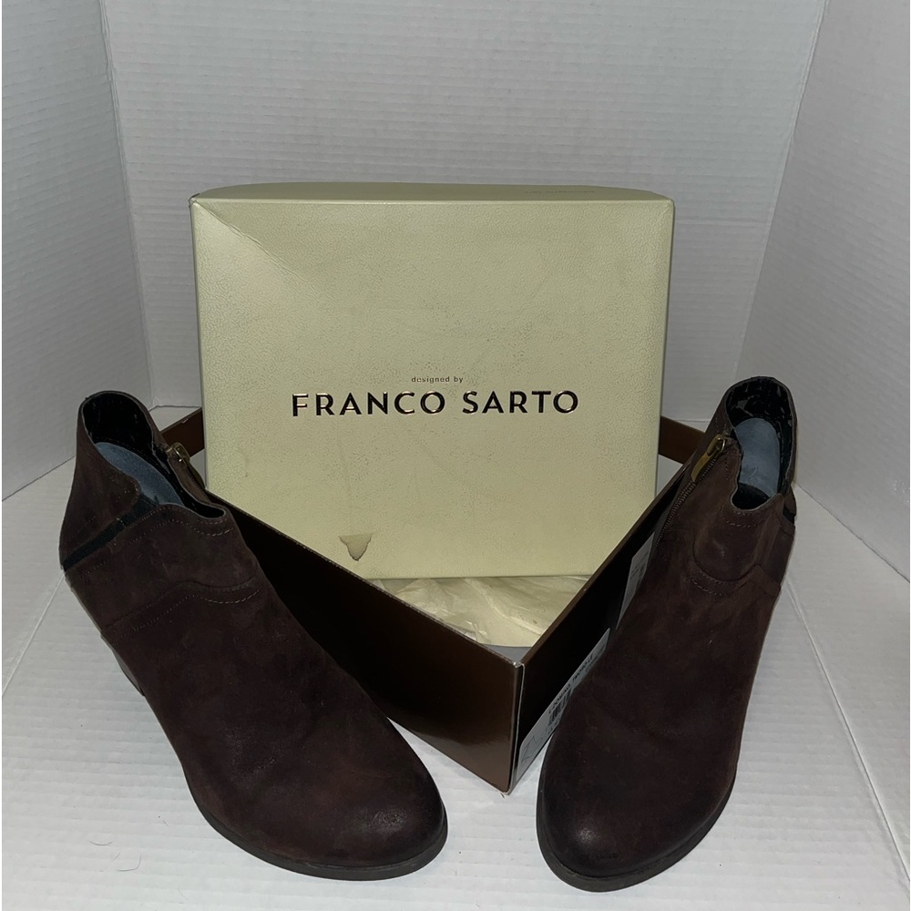 Franco Sarto Brown Domino Ankle Boots 9.5M - Picture 1 of 12